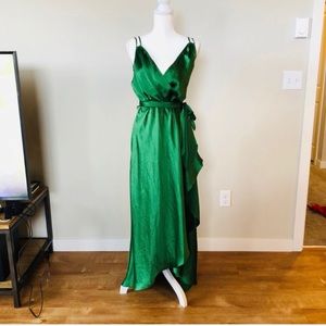 BCBGmaxazria elegant emerald green wrap dress.